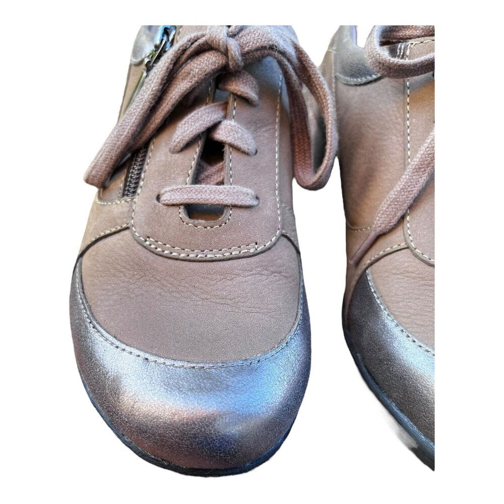 Dansko Loretta Taupe‎ Leather Lace-up Oxford Shoe Metallic Women’s Sz 7.5 EU 38 - Picture 3 of 11
